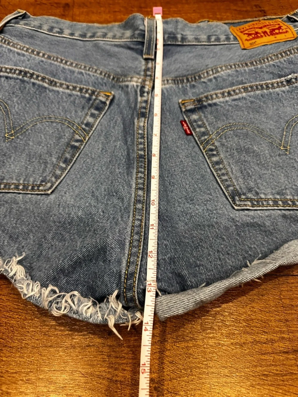 Levi's Distressed Light Blue High-Rise Denim Shorts